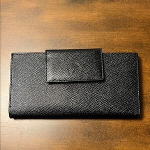 Authentic BVLGARI Black Leather Long Wallet